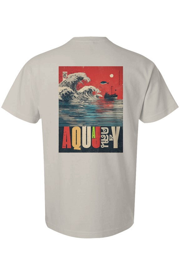 Aquajoy - Men's Premium 6.5oz T-Shirt - Front and Back Design - Red Wave