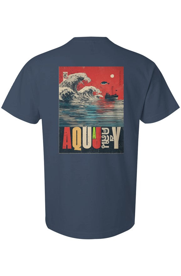 Aquajoy - Men's Premium 6.5oz T-Shirt - Front and Back Design - Red Wave