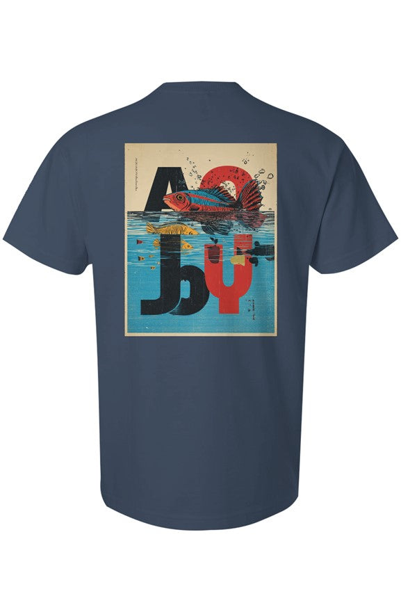Aquajoy - Men's Premium 6.5oz T-Shirt - Front and Back Design - Retro / Fish